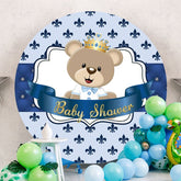 Aperturee - Royal Blue Teddy Bear Round Baby Shower Backdrop